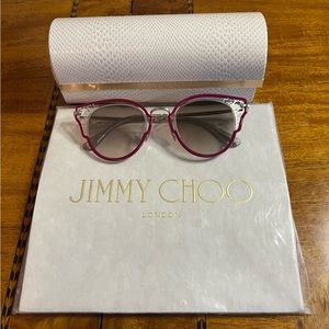 New Jimmy Choo DHELIA Sunglasses Fuchsia/Silver